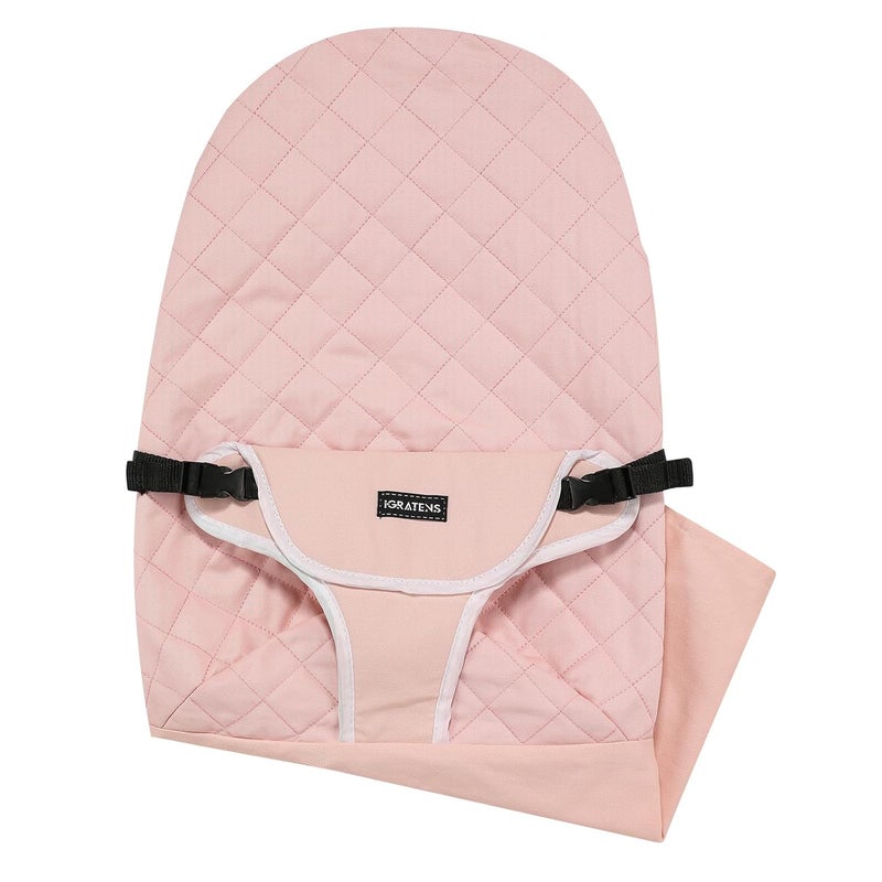 iGRATENS Fabric Seat for Bouncer - Baby Bjorn Bouncer Replacement Cover for Balance Soft & Bliss, 100% Cotton, Skin -Friendly, Machine Washable, Pink - Image 1